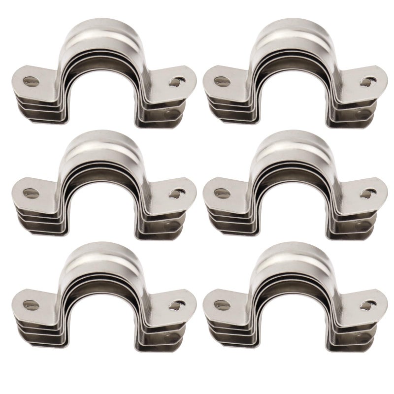 Sipery 30Pcs Conduit Clamps 1 Inch Two Hole Strap U Bracket, 304 Stainless Steel Rigid Pipe Strap Clamp U Clamp Conduit Straps Tension Clips U-tube Clamps M25 - Image 5
